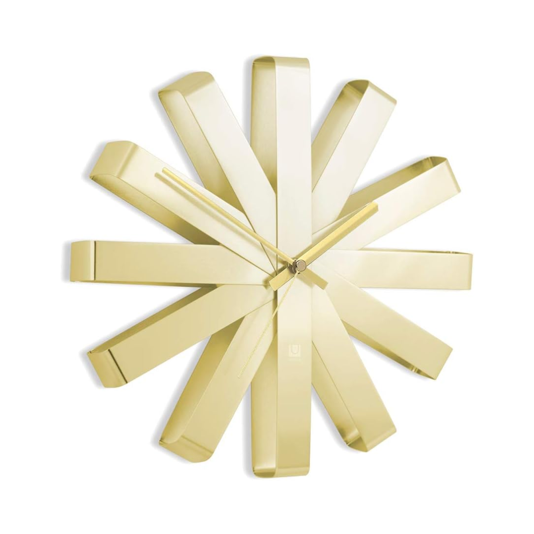Ribbonwood Wall Clock - Brass