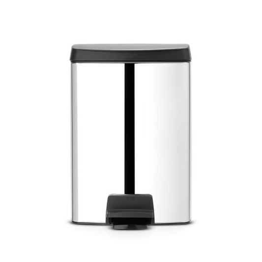 [CLEARANCE - Brabantia] Rectangular Silent Pedal Bin with Plastic Inner Bucket 10L - Brilliant Steel
