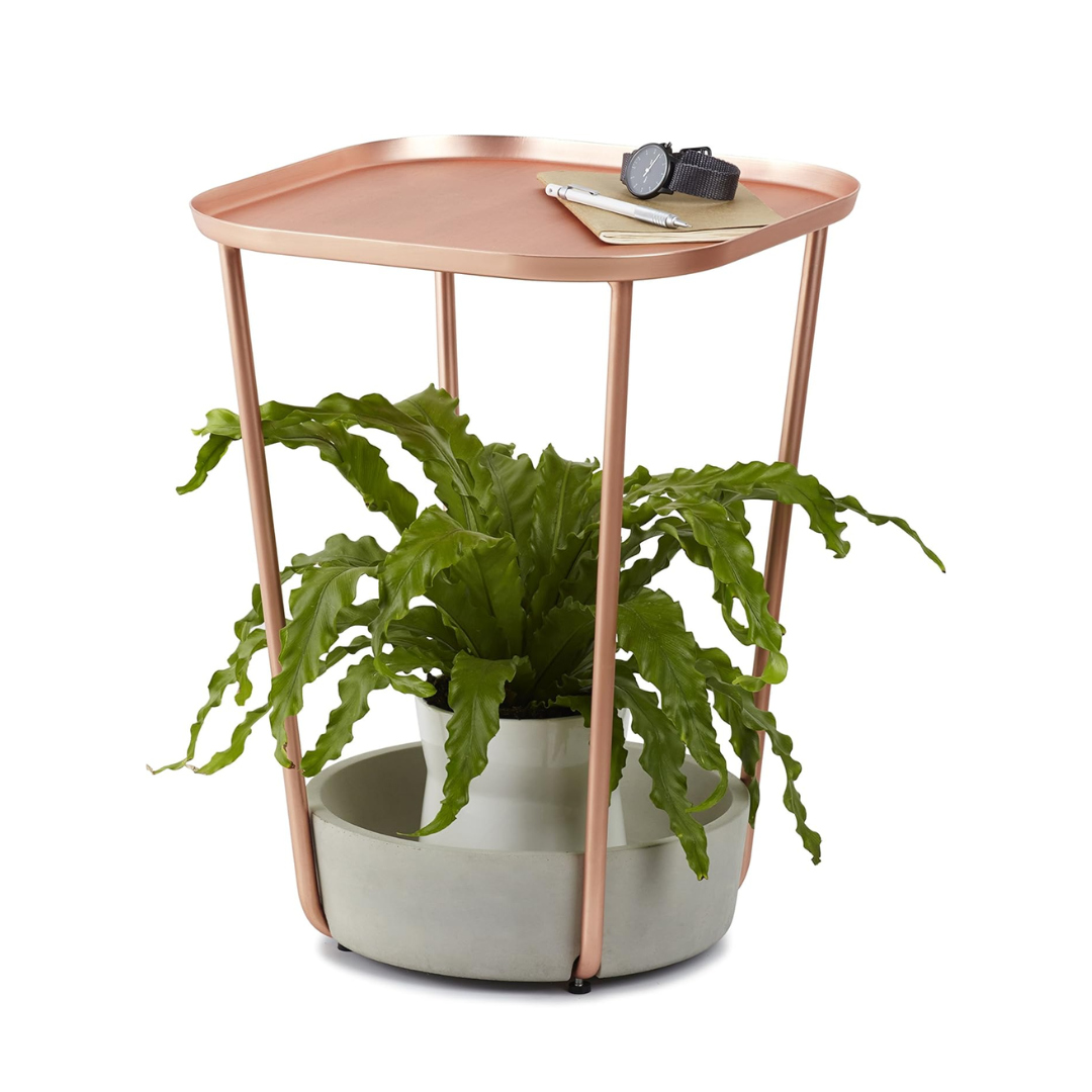 Tavalo Side Table - Concrete/Copper