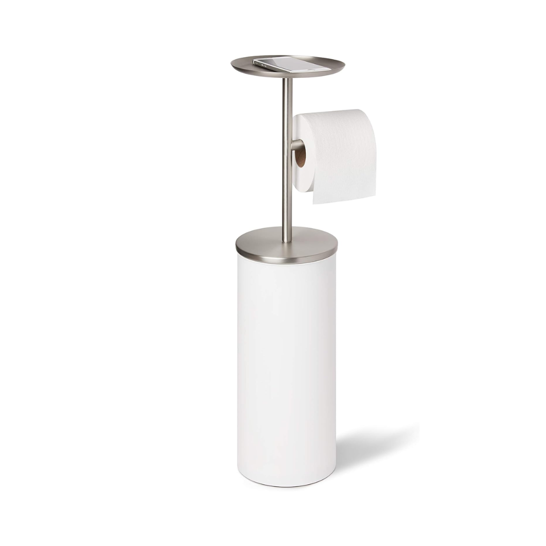 Portaloo Toilet Paper Stand (Knock Down) - White/Nickel