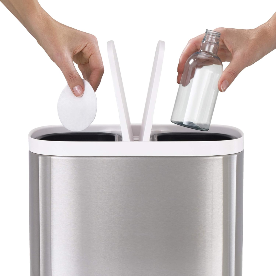 Split Steel Bathroom Waste Separation Bin