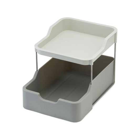 DUO 2-Tier Cupboard Organiser with Drawer - Grey