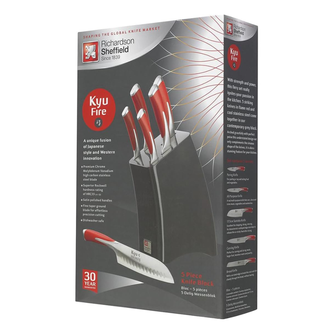 Kyu 5-pcs Knife Set Block Fire