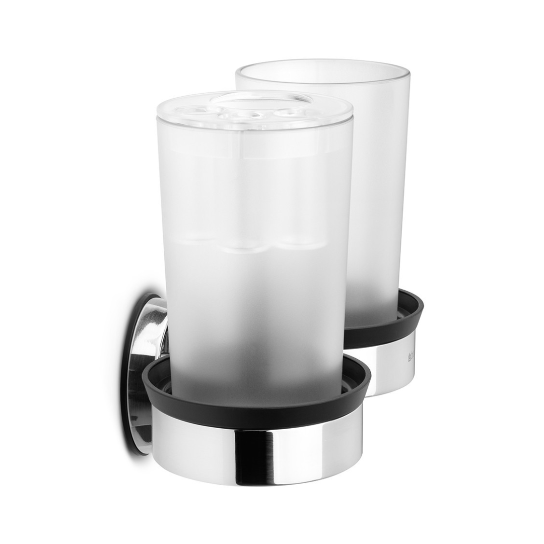 Double Cup & Toothbrush Holder - Brilliant Steel