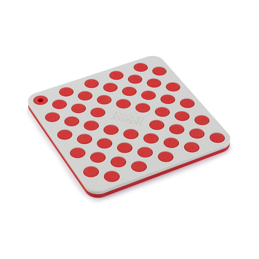DUO Spot-On Set Of 2 Silicone Trivets (Square) - Grey/Red