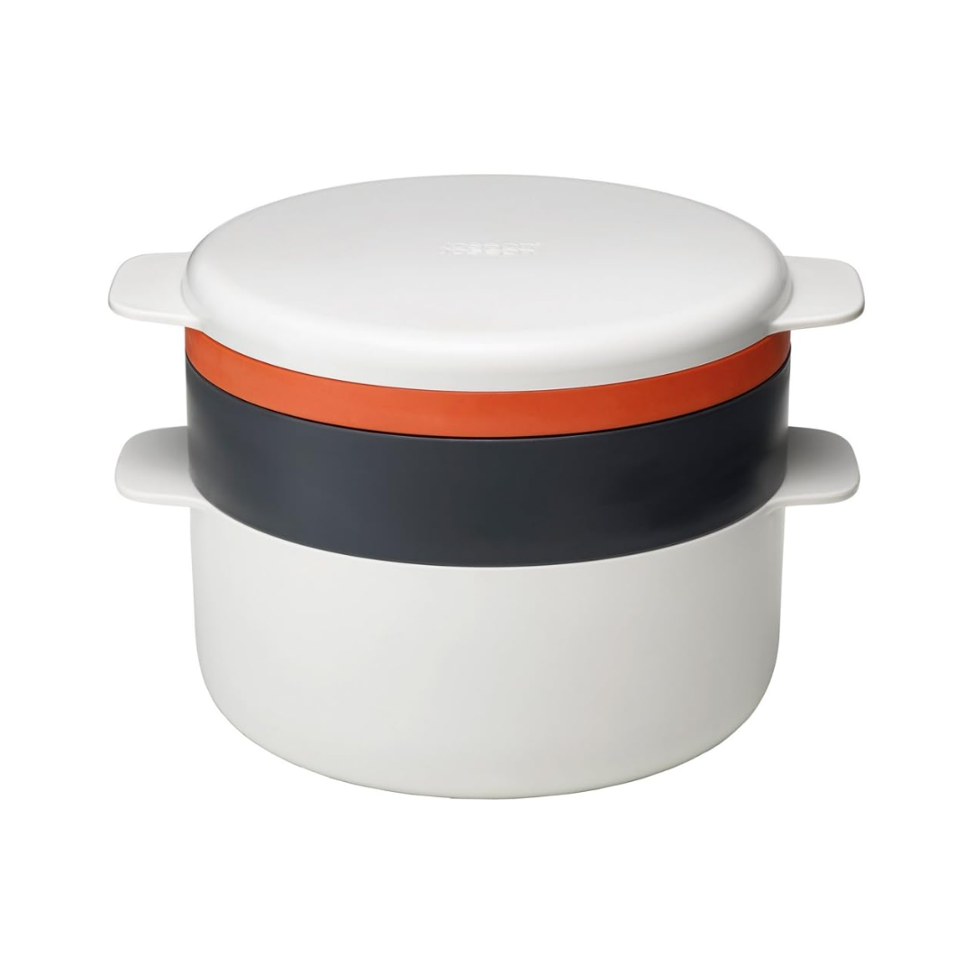 M-Cuisine Stackable Microwave Cooking Set (Set of 4)  - Stone/Orange
