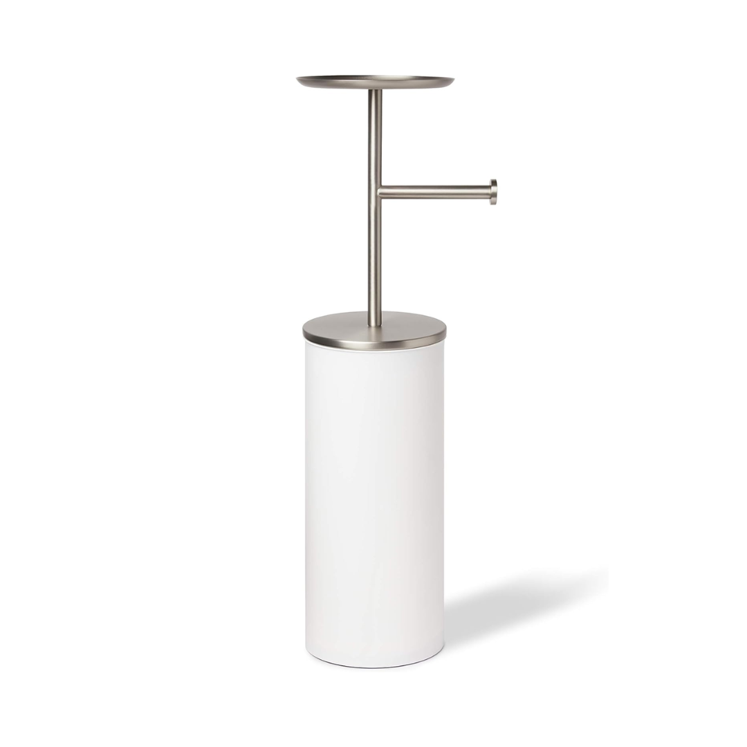Portaloo Toilet Paper Stand (Knock Down) - White/Nickel