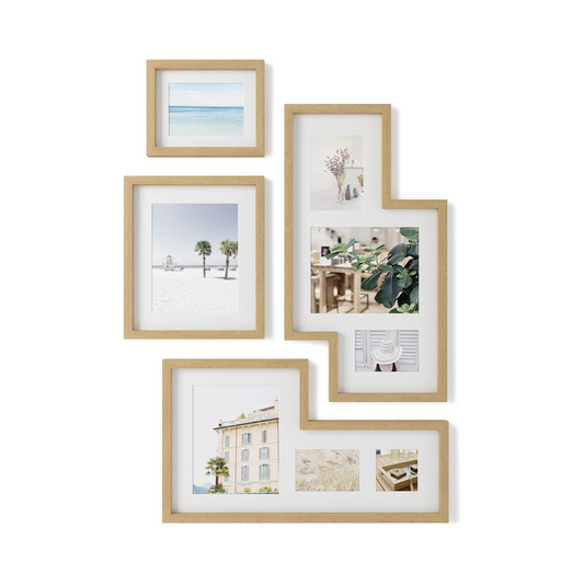 Mingle Gallery Photo Display (Set of 4) - Natural Textured Frame