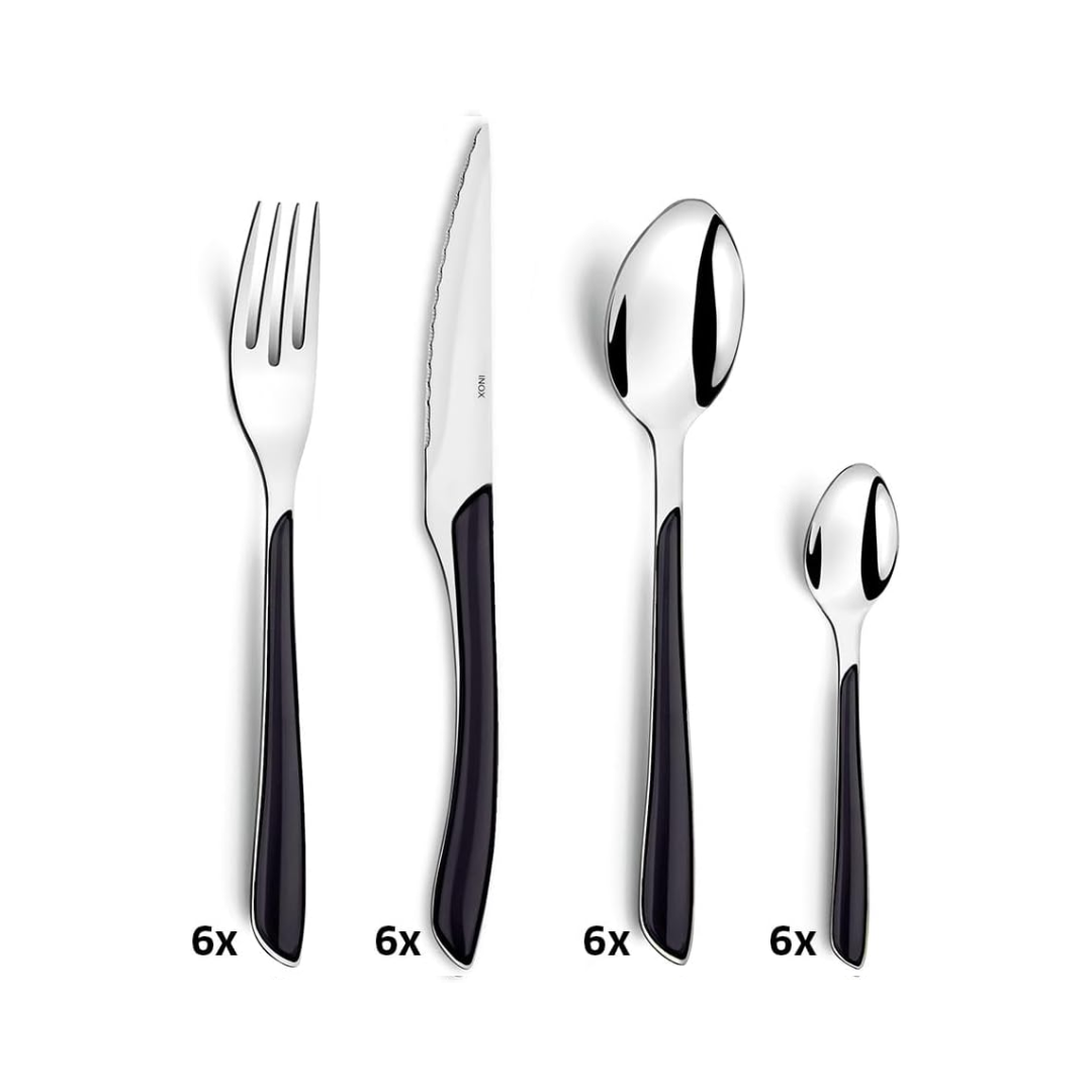 Eclat (24 Pieces Cutlery Set in Transparent Box) - Black