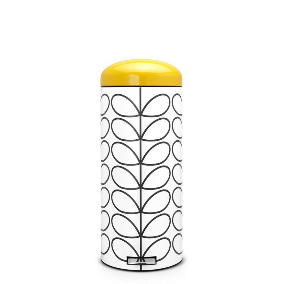 Pedal Bin Retro Silent 30 Litre - Orla Kiely Cream/Yellow Lid