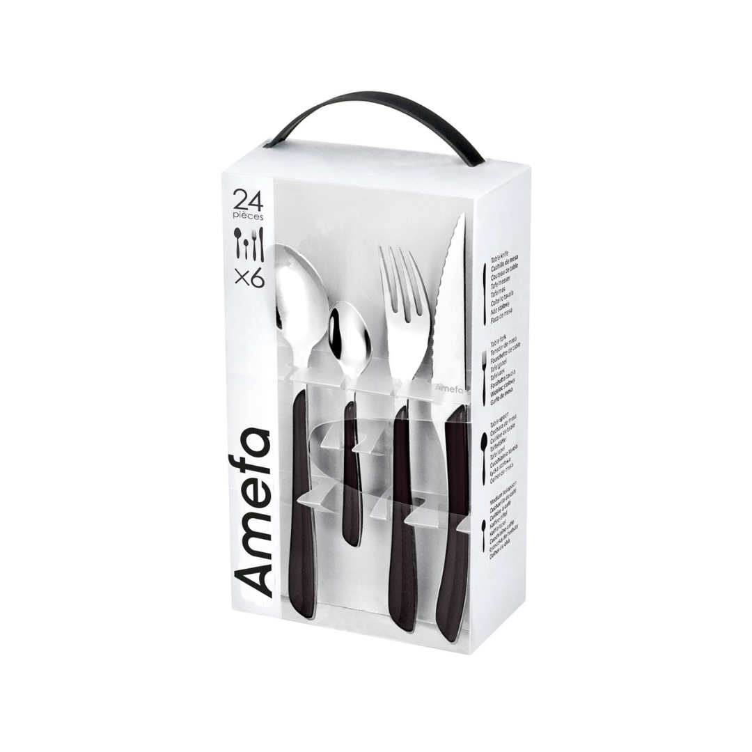 Eclat (24 Pieces Cutlery Set in Transparent Box) - Black