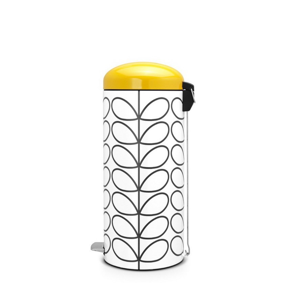 Pedal Bin Retro Silent 30 Litre - Orla Kiely Cream/Yellow Lid