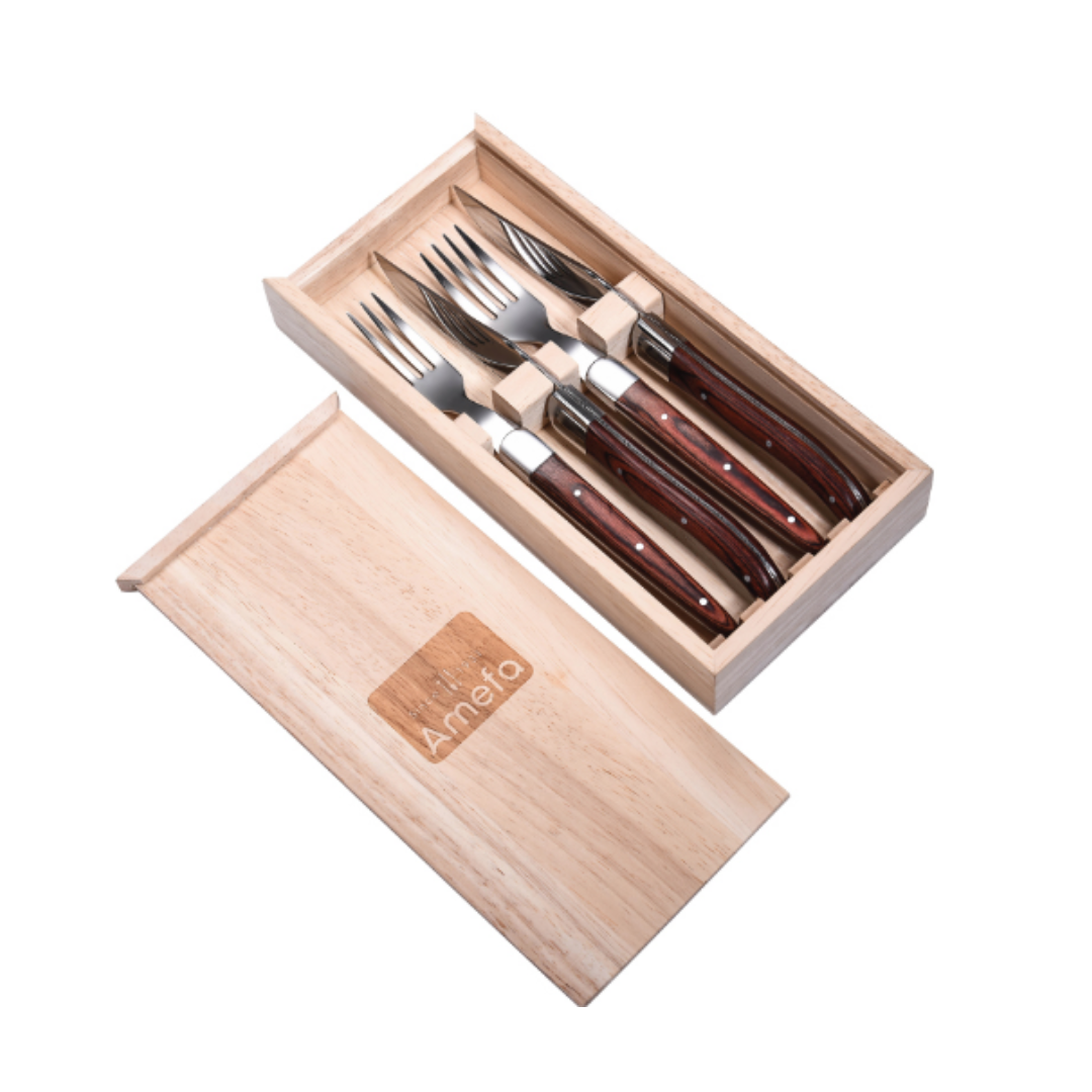 Royal Steak (4 Pieces Steak Cutlery Set in Wooden Tray) - Brown