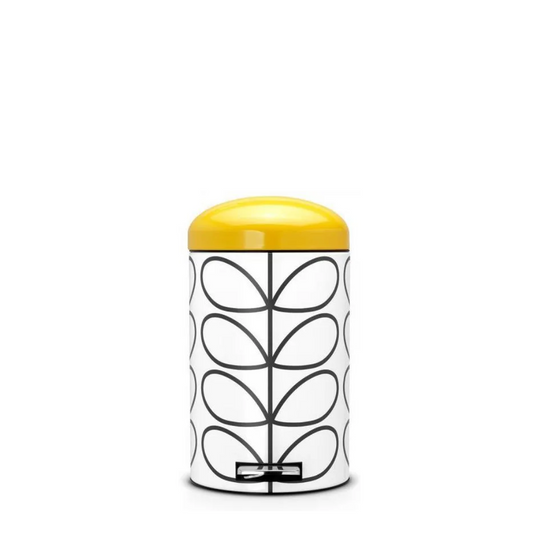 Pedal Bin Retro Silent 12 Litre - Orla Kiely Cream/Yellow Lid