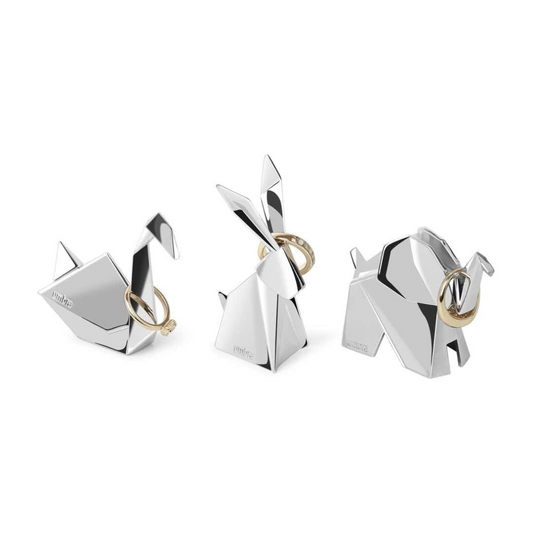 Origami Ring Holder (Swan, Elephant, Rabbit) - Chrome