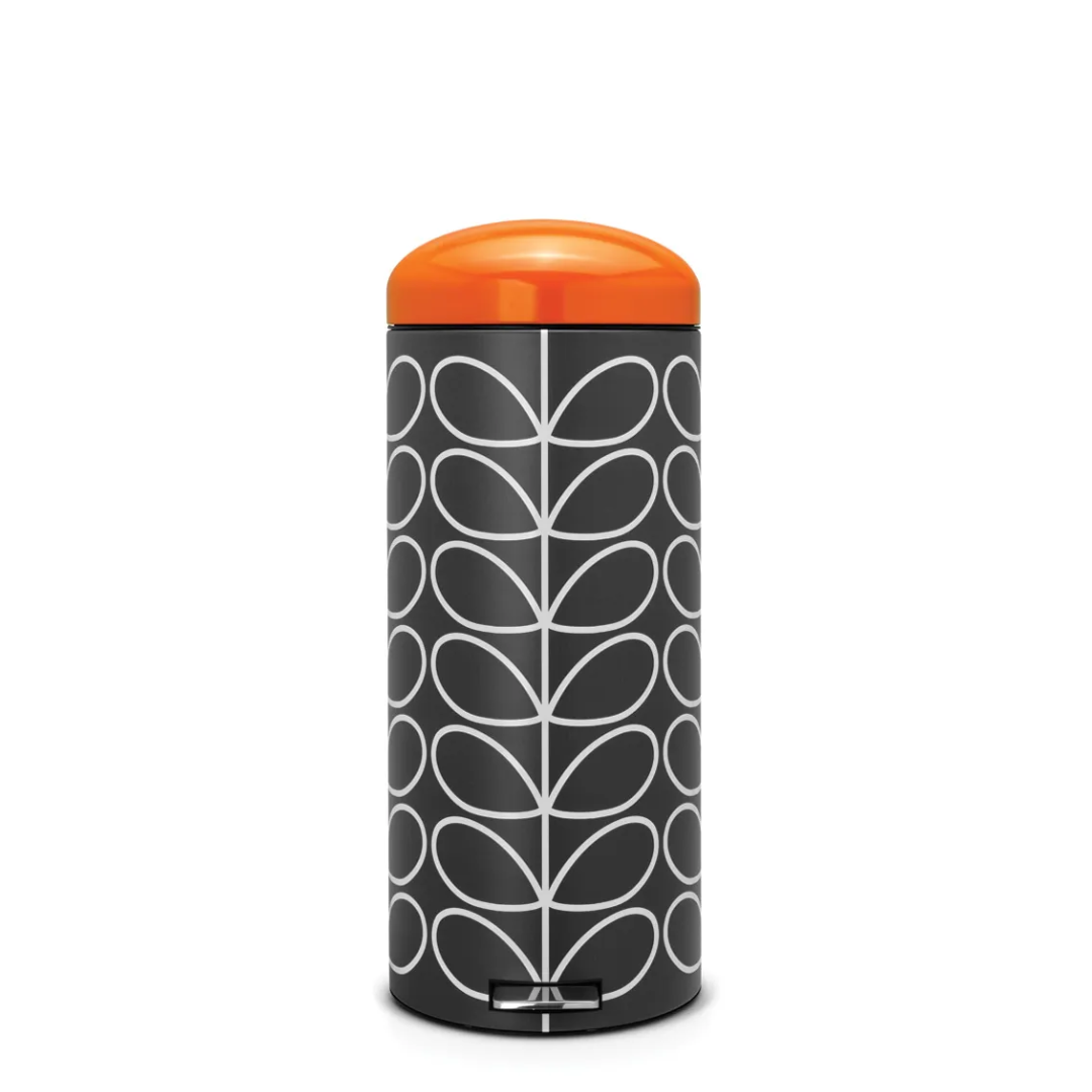 Pedal Bin Retro Silent 30 Litre - Orla Kiely Charcoal/Orange Lid