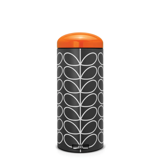 Pedal Bin Retro Silent 30 Litre - Orla Kiely Charcoal/Orange Lid