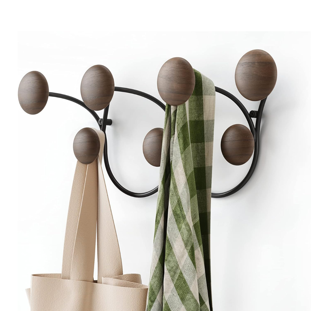 Dotsy 7 Hook - Black/Walnut