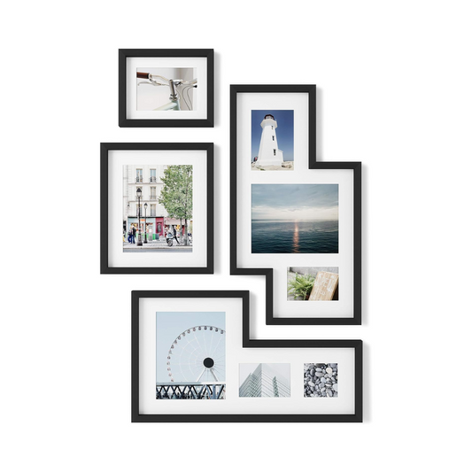 Mingle Gallery Photo Display (Set of 4) - Black with Textured Frame