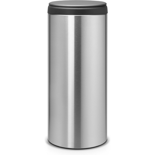 Flip Bin 30 Litre - Matt Steel (Fingerprint Proof)/Dark Grey Lid