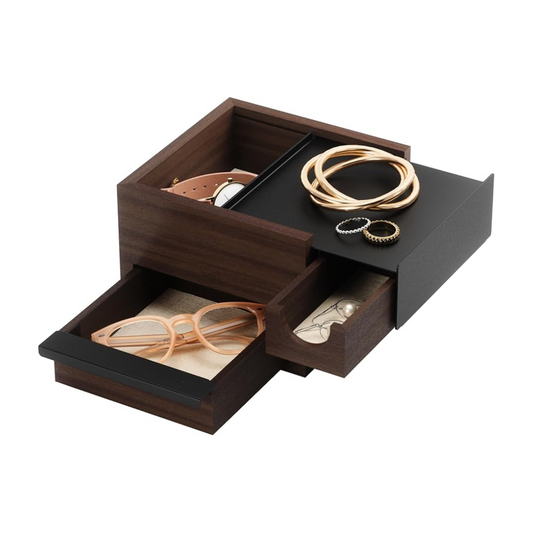 Mini Stowit Jewelry Box - Walnut/Black