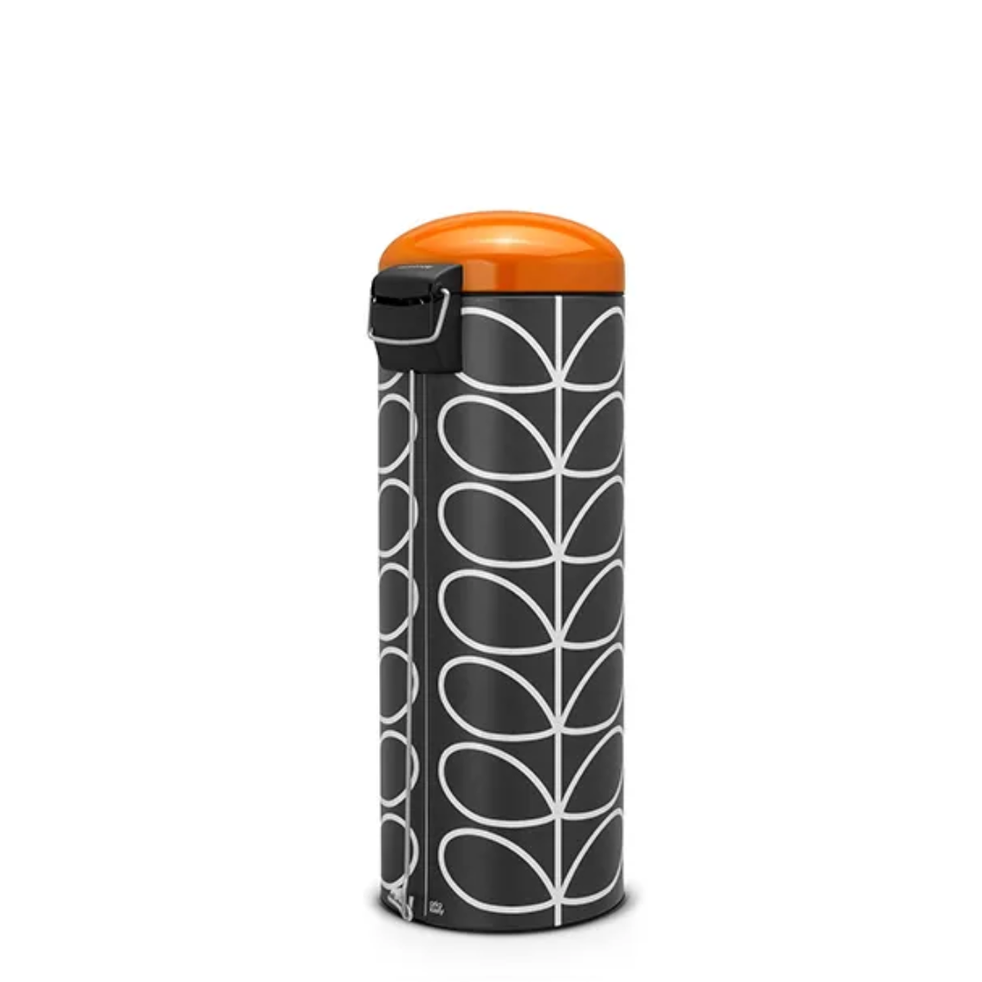 Slimline Pedal Bin Retro Silent 20 Litre - Orla Kiely Charcoal/Orange Lid