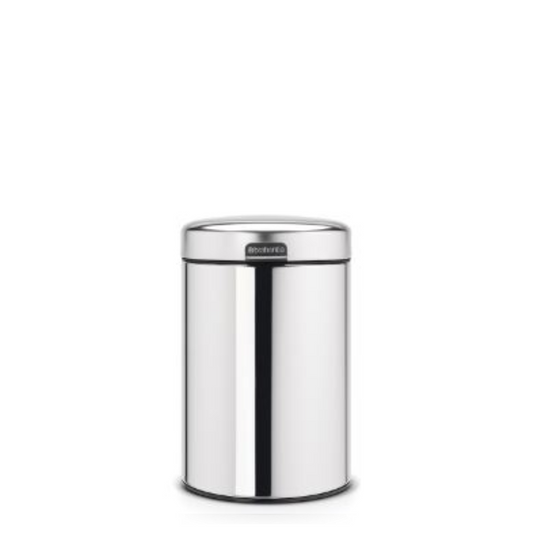 NewIcon Wall Mounted Bin Silent 3 Litre - Brilliant Steel
