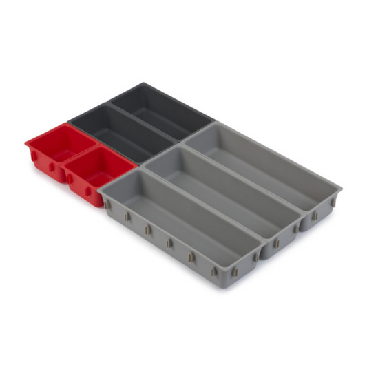 DUO 7-Piece Drawer Organiser Set - Grey/Red