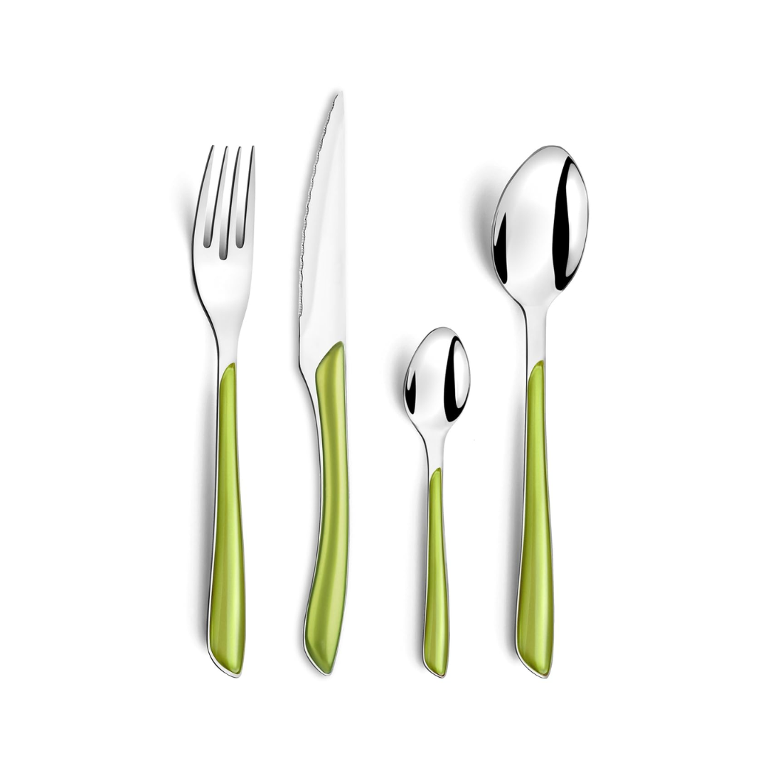 Eclat (24 Pieces Cutlery Set in Transparent Box) - Olive Green
