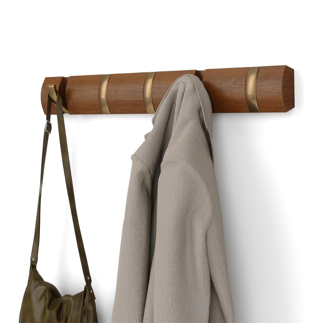 Flip 5 Hook - Light Walnut/Warm Gold