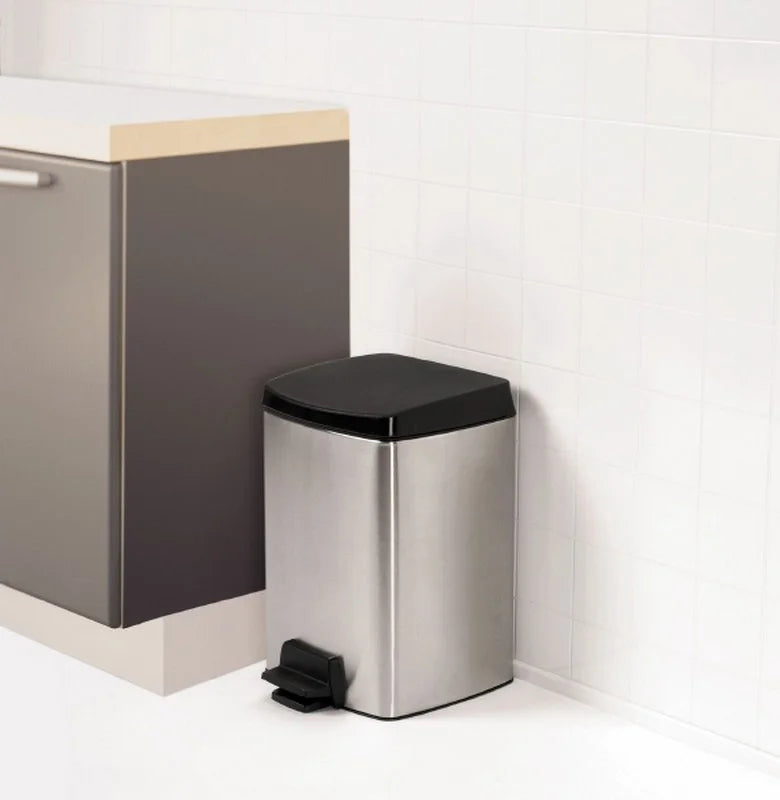 Pedal Bin Silent 10 Litre Rectangular - Brilliant Steel