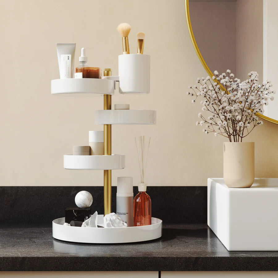 Pirouette Organizer - White/Brass