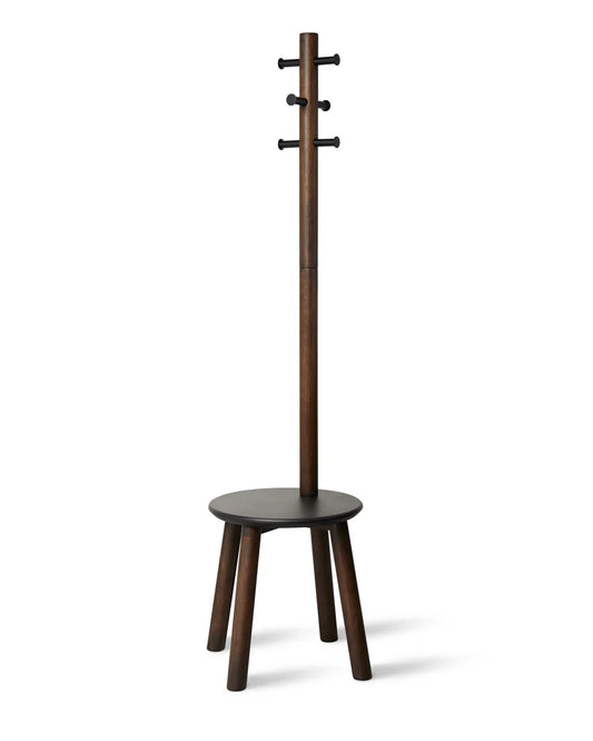 Pillar Stool/Coat Rack - Black/Walnut