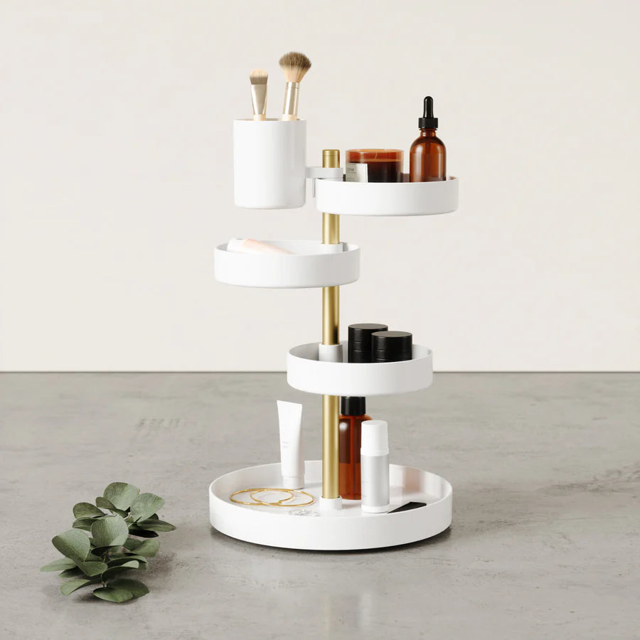 Pirouette Organizer - White/Brass