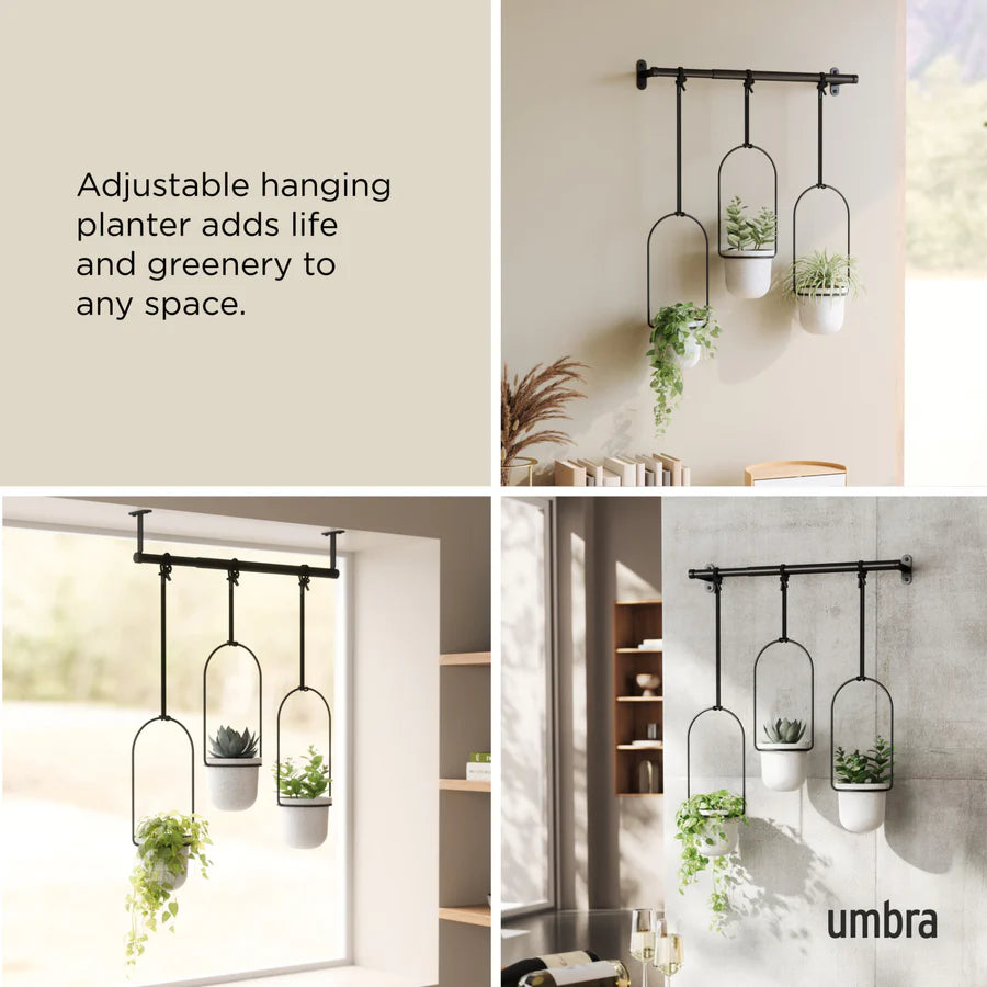 Triflora Hanging Planter (Set of 3) - White/Black