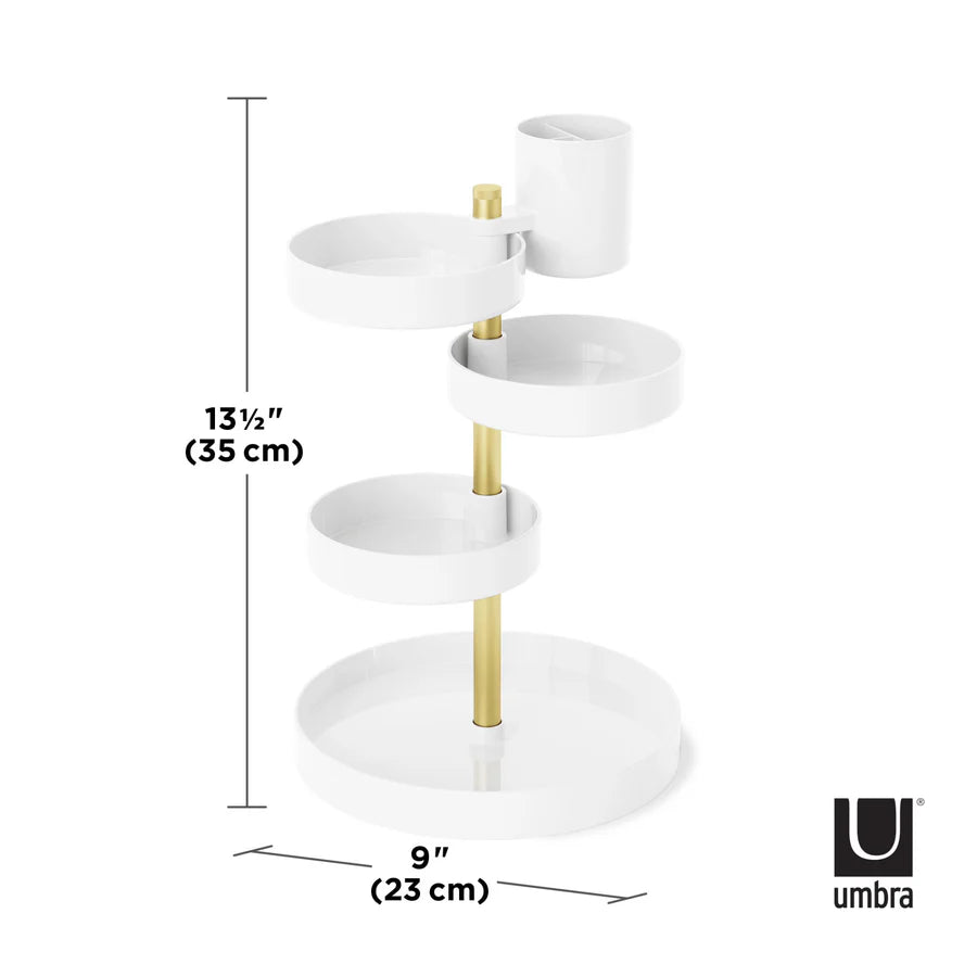 Pirouette Organizer - White/Brass