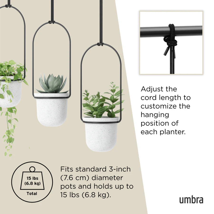 Triflora Hanging Planter (Set of 3) - White/Black