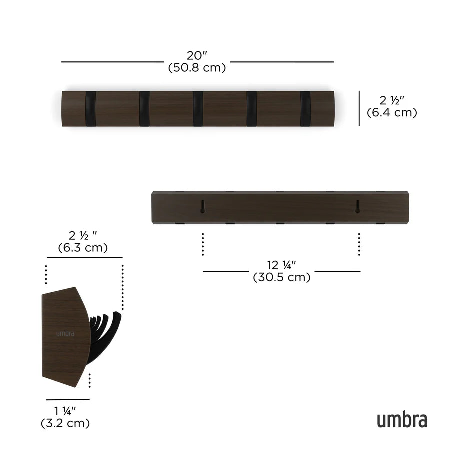 Flip 5 Hook - Walnut/Black