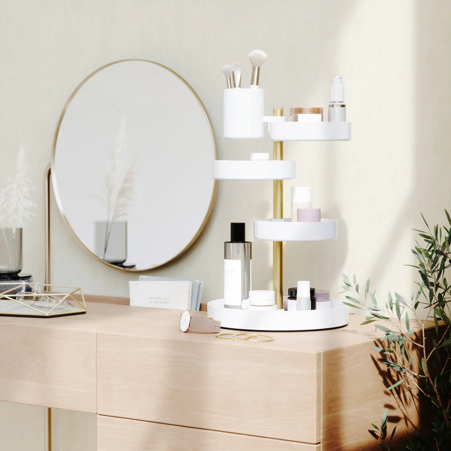 Pirouette Organizer - White/Brass