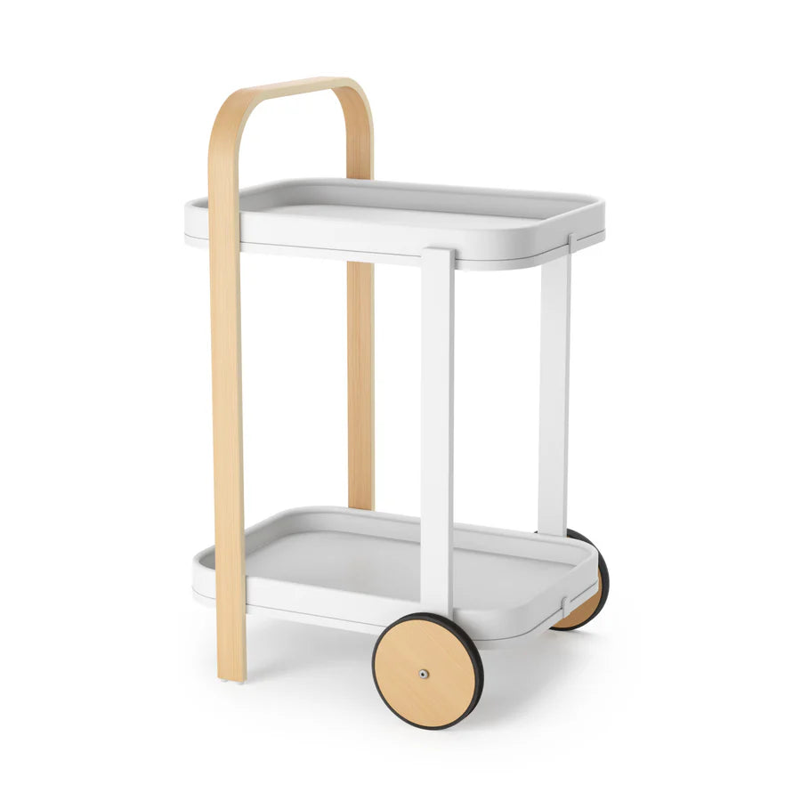Bellwood Bar/Serving Cart - White/Natural
