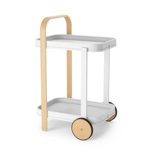Bellwood Bar/Serving Cart - White/Natural