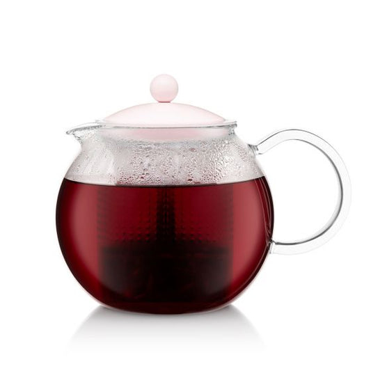 Assam Tea Press With Glass Handle And Colored Plastic Lid, 0.5L - Pink