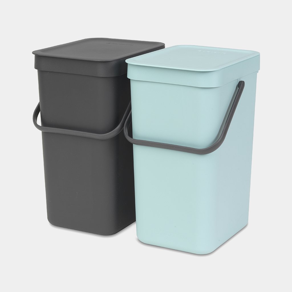 Sort&Go Built-In Bin 2 x 12 Litre - Mint & Grey