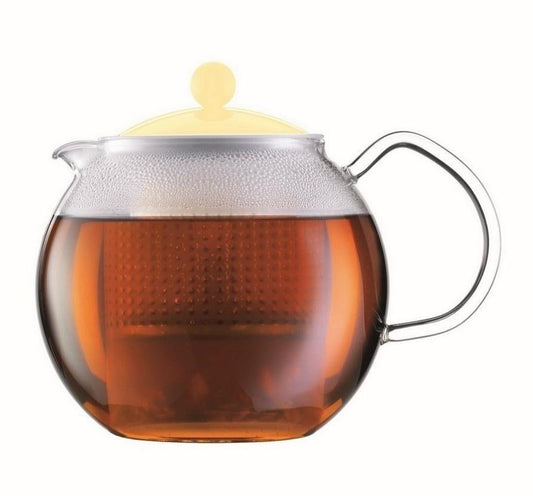 Assam Tea Press With Glass Handle And Colored Plastic Lid, 0.5L - Yellow